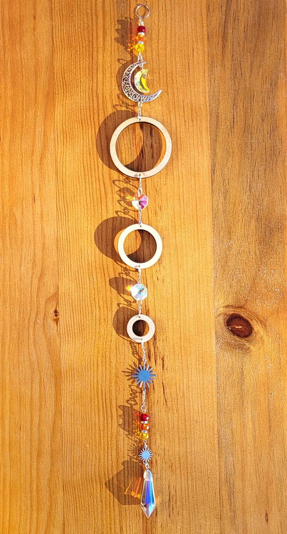 DÉCORATION SUNCATCHER " UNIVERS " avec SOLEIL & LUNE - ATTRAPE SOLEIL UNIQUE, ARTISANAL & ORIGINAL