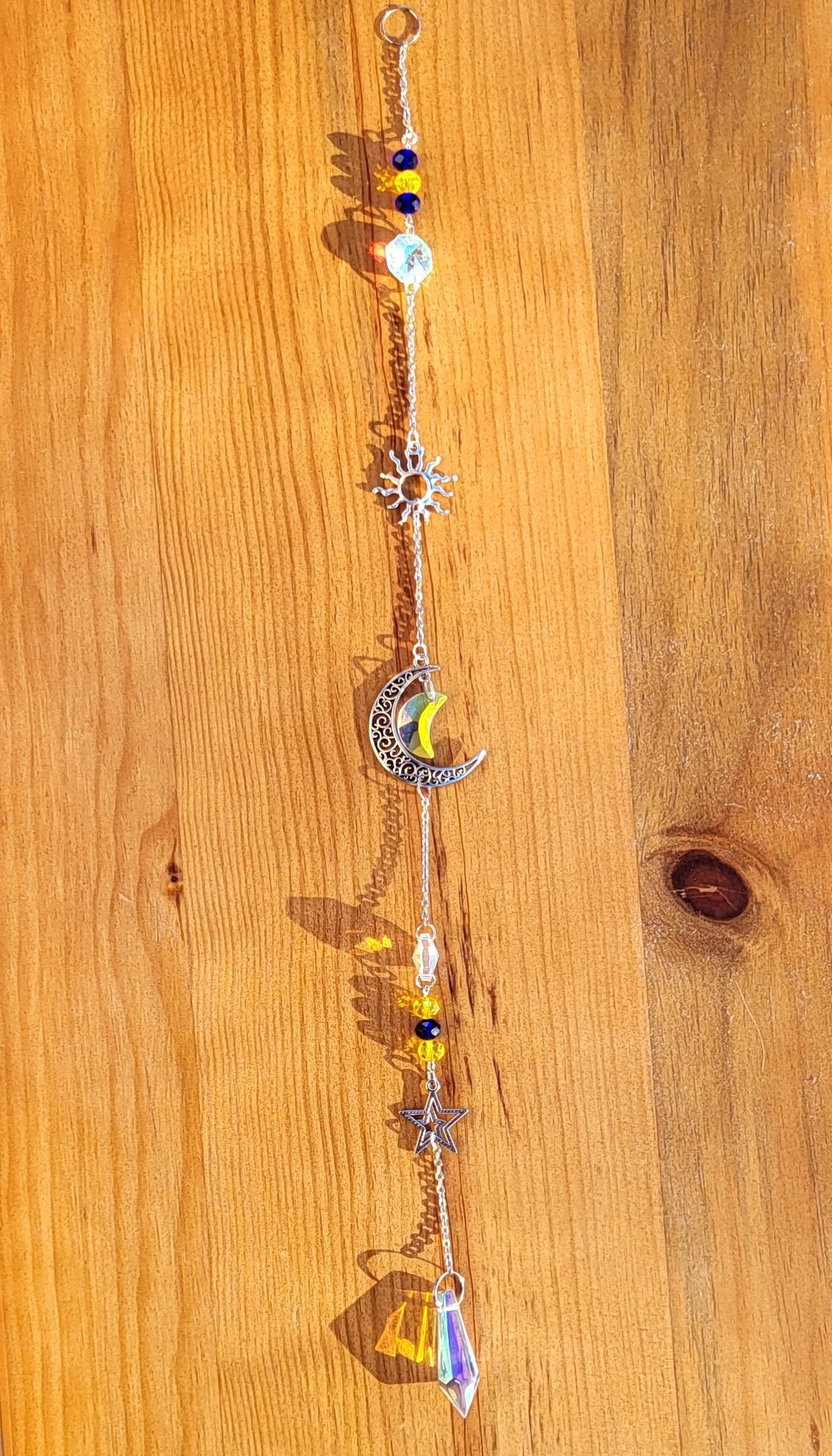 DÉCORATION SUNCATCHER " UNIVERS " avec SOLEIL, LUNE & ÉTOILE - ATTRAPE SOLEIL UNIQUE, ARTISANAL & ORIGINAL