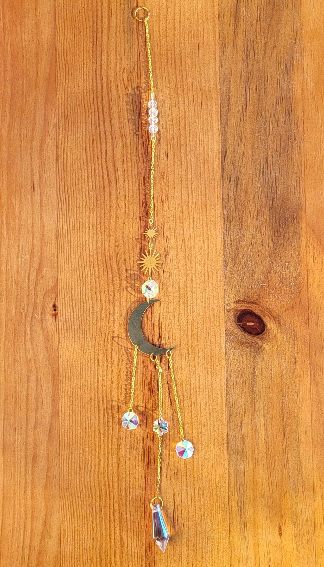 DÉCORATION SUNCATCHER " UNIVERS " avec SOLEIL & LUNE - ATTRAPE SOLEIL UNIQUE, ARTISANAL & ORIGINAL