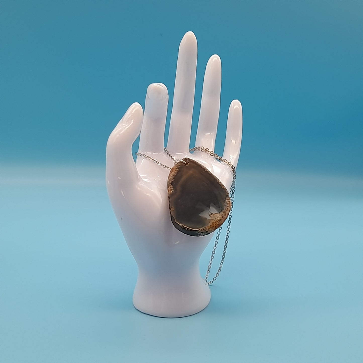 DIVERS COLLIERS EN PIERRE D' AGATE GRISE & NOIRE - BIJOUX ARTISANAUX, UNIQUES & ORIGINAUX