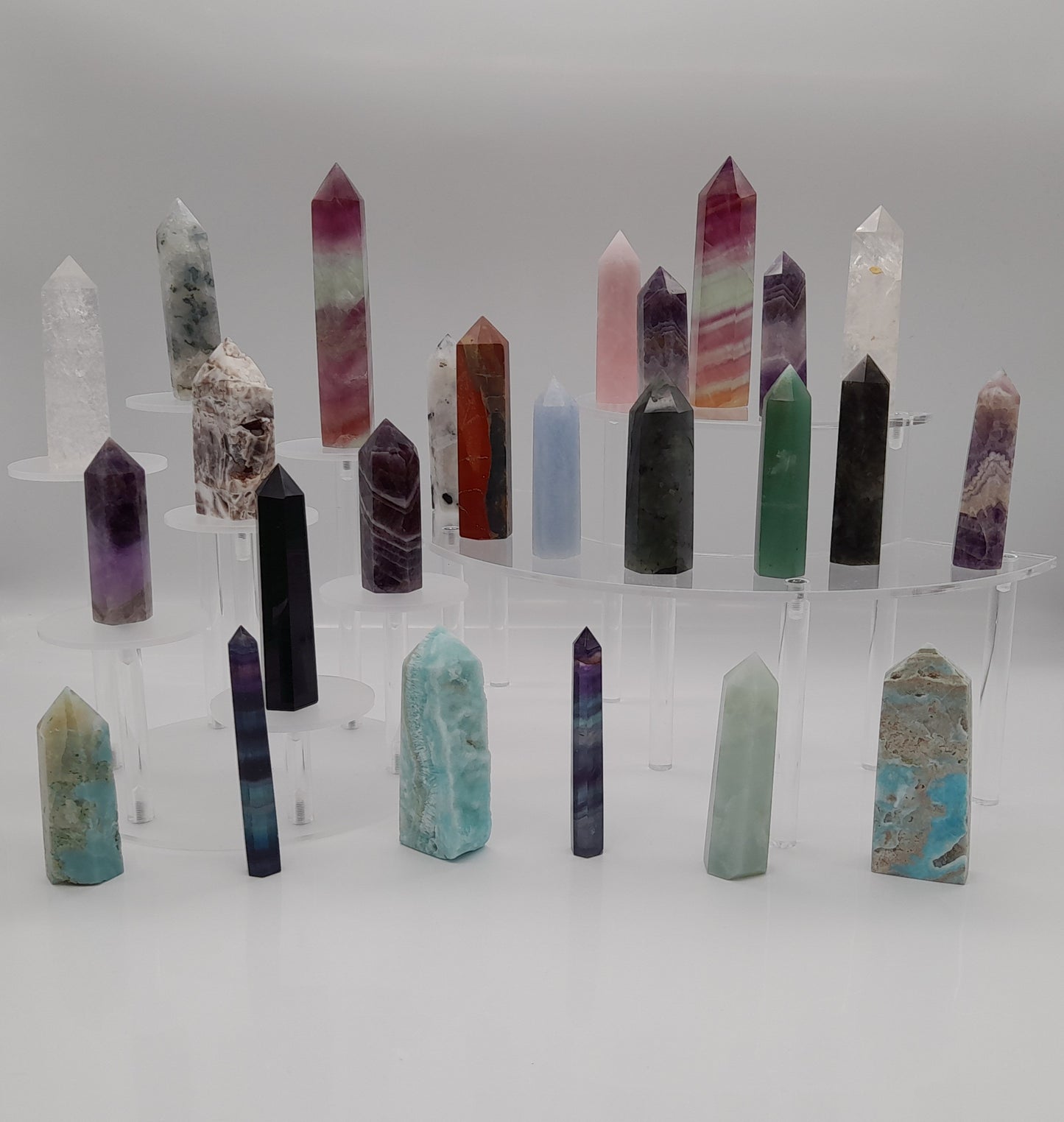 TOUR LARGE en POINTE EN PIERRE AGATE BLANCHE N°1- UNIQUE & ARTISANALE