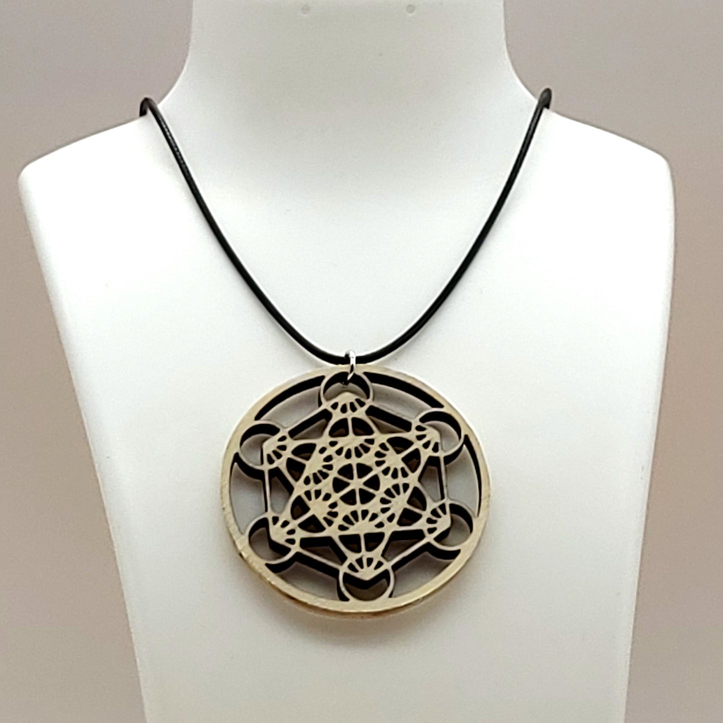 COLLIER + PENDENTIF SYMBOLE METATRON EN BOIS - BIJOU FANTAISIE UNIQUE, ORIGINAL & ARTISANAL