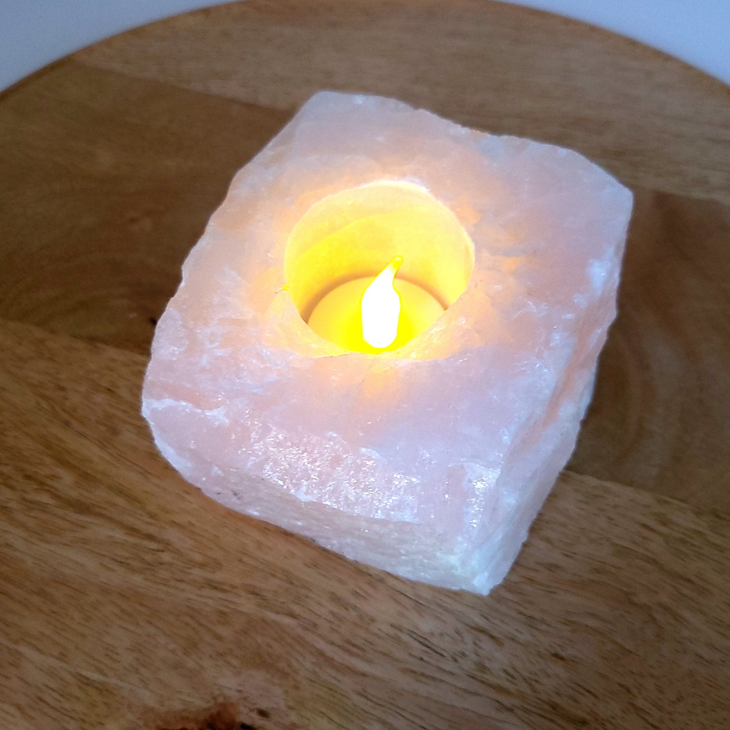 GRANDE SCULPTURE SUPPORT À BOUGIES N°140 EN QUARTZ ROSE - UNIQUE, ORIGINALE & ARTISANALE