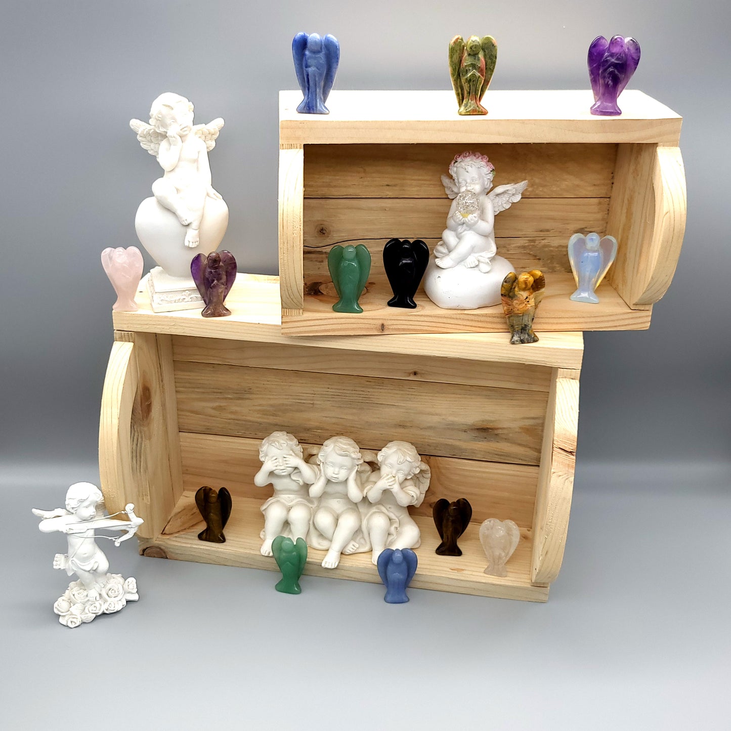 ANGE GARDIEN SCULPTÉ EN PIERRE AVENTURINE VERTE - UNIQUE & ARTISANAL