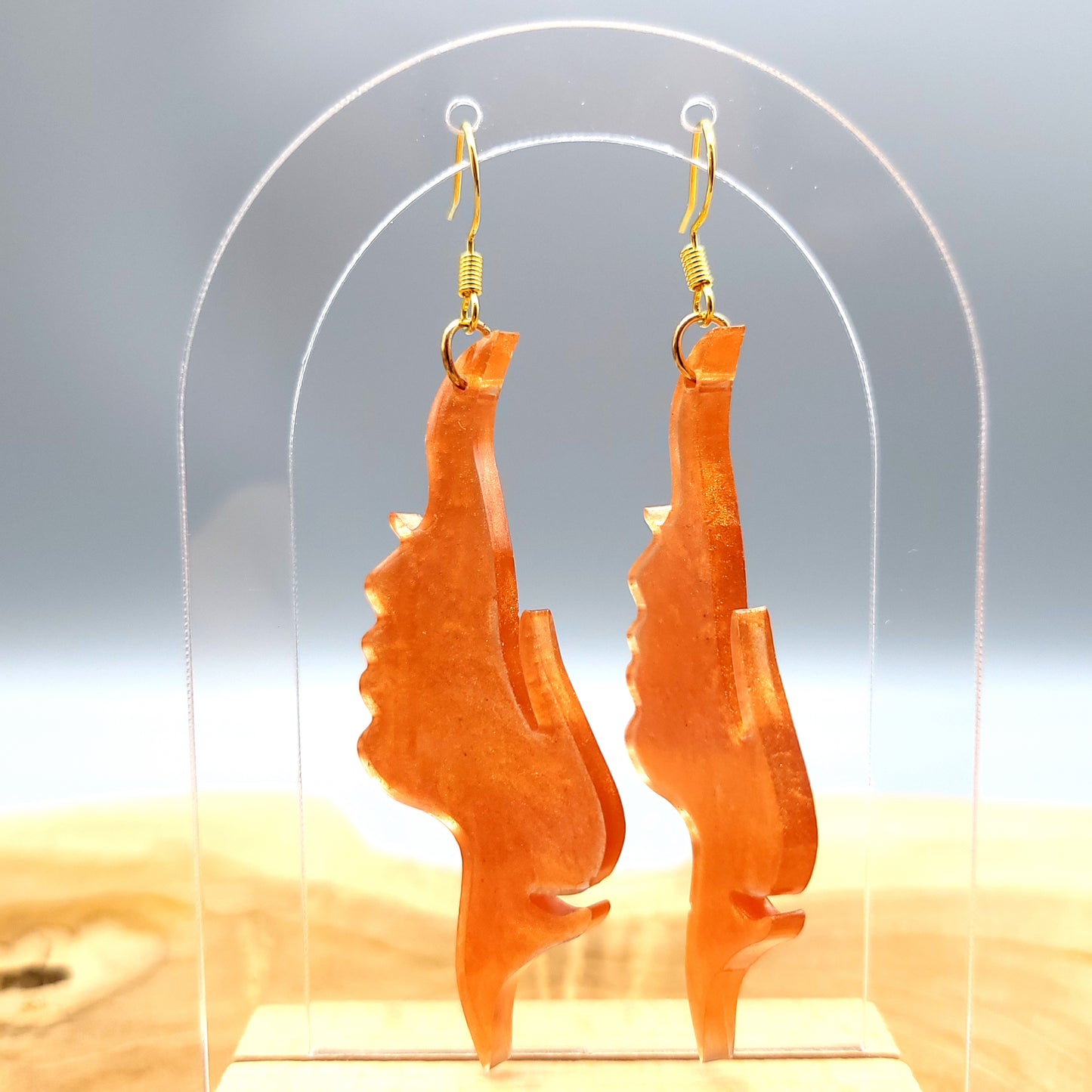 GRANDES BOUCLES D'OREILLES VISAGES EN MIROIR EN RÉSINE - DIVERS COLORIS ARTISANAUX, UNIQUES & ORIGINAUX