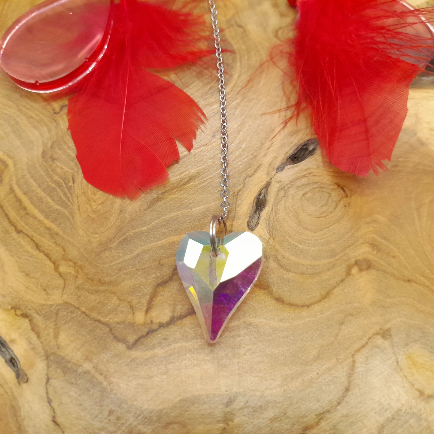 DÉCORATION " 2 EN 1 " DREAMCATCHER + SUNCATCHER TONS ROUGES + FLEUR HIBISCUS - (ATTRAPE-RÊVES avec un ATTRAPE SOLEIL) UNIQUE, ARTISANAL & ORIGINAL