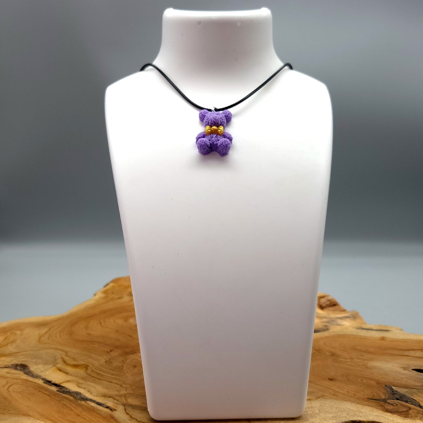 DÉCORATION " 2 EN 1 " LAPIN 3D " PROVENCE " VIOLET, ROSE & BLANC + BIJOU COLLIER FANTAISIE - UNIQUE, ORIGINAL & ARTISANAL