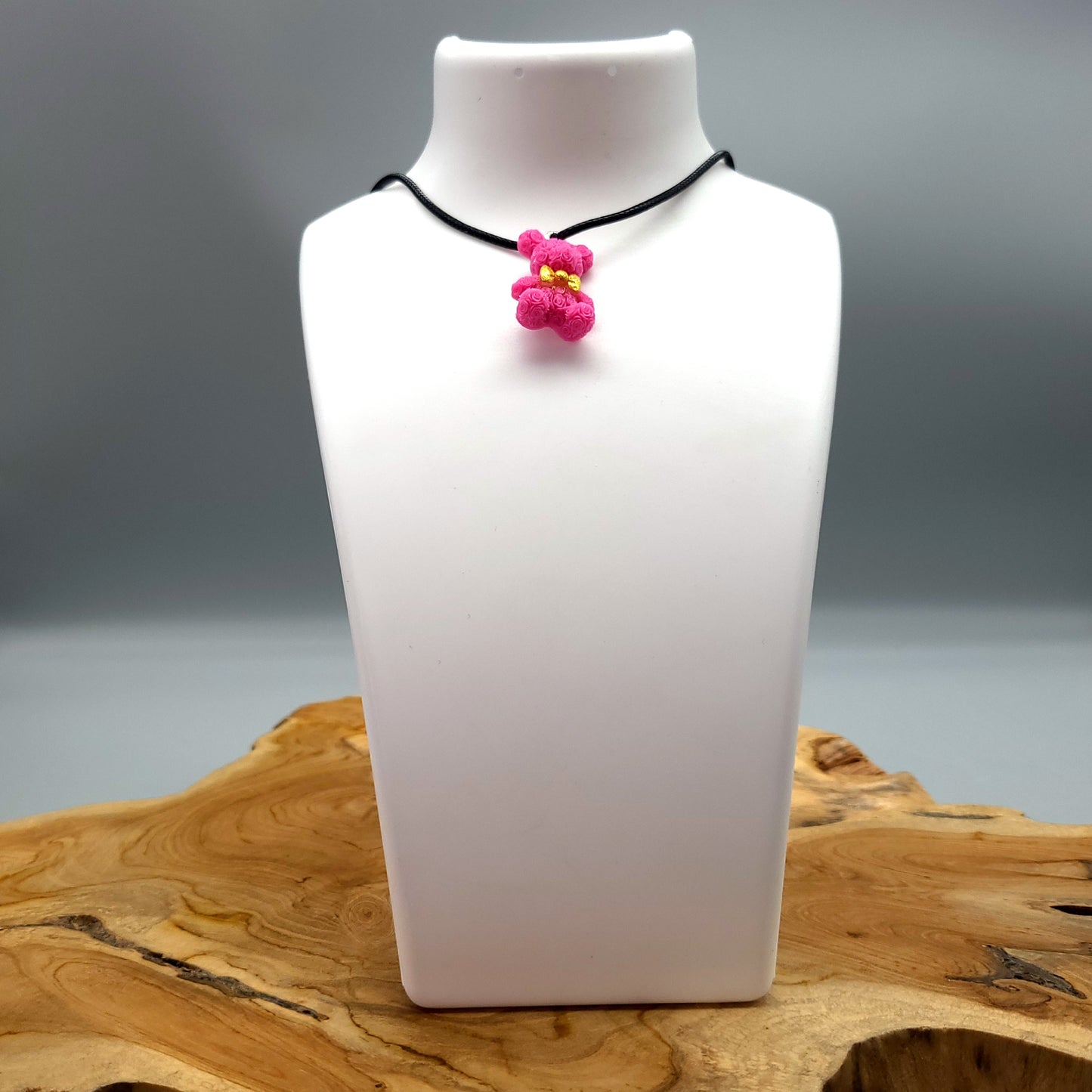 DÉCORATION " 2 EN 1 " LAPIN 3D ROSE, VIOLET & BLANC + BIJOU COLLIER FANTAISIE - UNIQUE, ORIGINAL & ARTISANAL