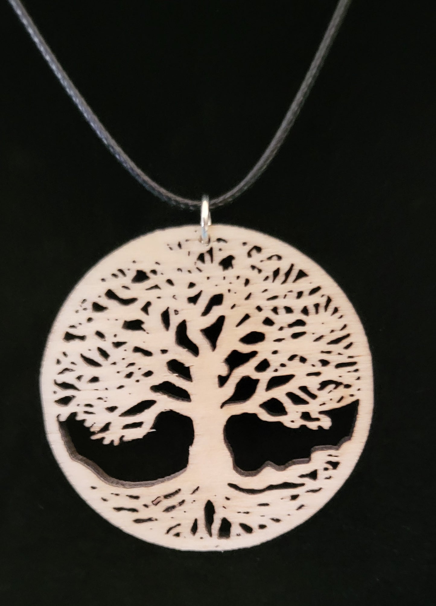 COLLIER + PENDENTIF SYMBOLE ARBRE DE VIE EN BOIS - BIJOU FANTAISIE UNIQUE, ORIGINAL & ARTISANAL