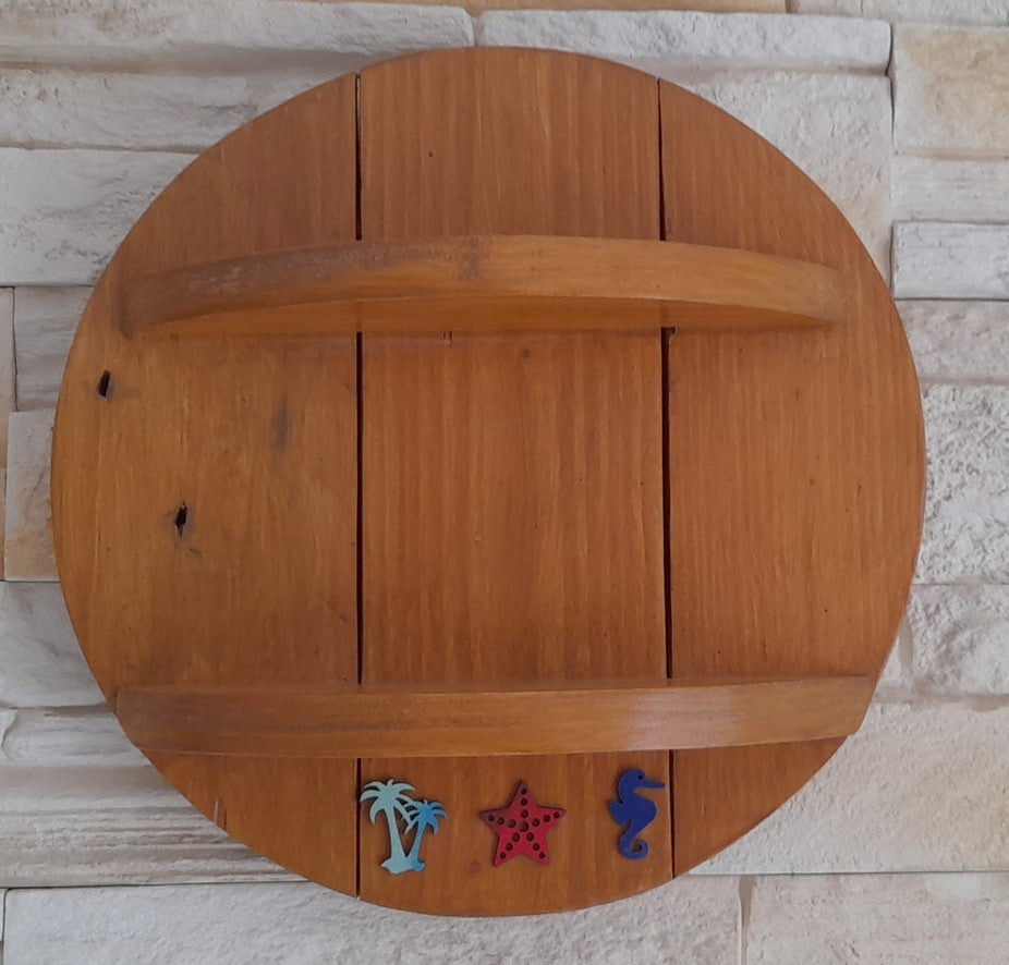 ÉTAGÈRE RONDE VINTAGE UNIQUE EN BOIS DE PALETTE + 2 TABLETTES - MODÈLE ÉCOLO