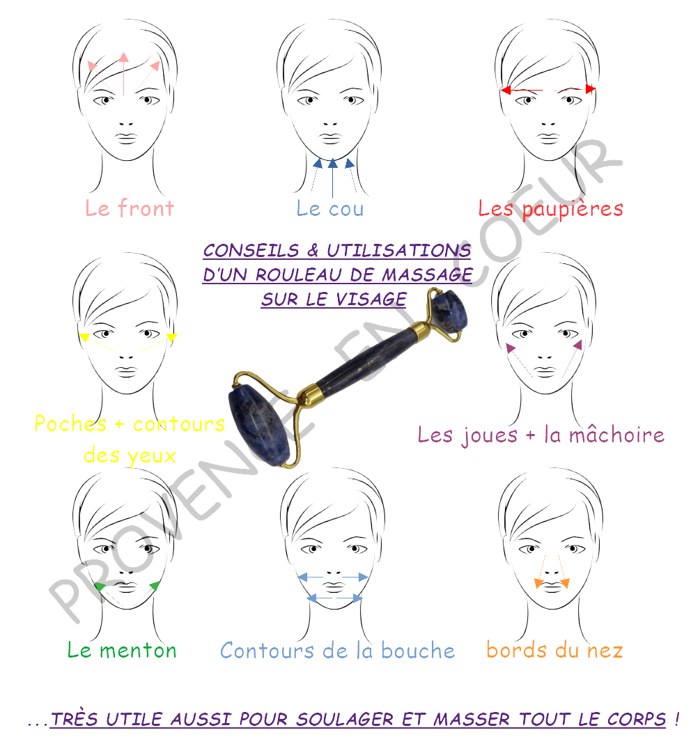OUTIL de BEAUTÉ « 2 ROULEAUX » EN PIERRE DE SODALITE N°2 - MASSAGE & ANTI-ÂGE