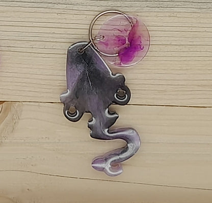 PORTES CLÉS " VIOLETS NOIRS " SIGNES ASTROLOGIQUES DU ZODIAQUE + CONSTELLATIONS - BIJOUX DE SAC FANTAISIES ORIGINAUX, UNIQUES & ARTISANAUX