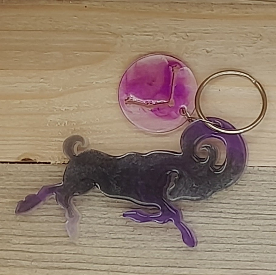 PORTES CLÉS " VIOLETS NOIRS " SIGNES ASTROLOGIQUES DU ZODIAQUE + CONSTELLATIONS - BIJOUX DE SAC FANTAISIES ORIGINAUX, UNIQUES & ARTISANAUX