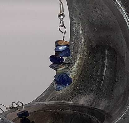 3 MODÈLES DE BOUCLES D'OREILLES EN PIERRE DE SODALITE - BIJOUX ARTISANAUX, UNIQUES & ORIGINAUX