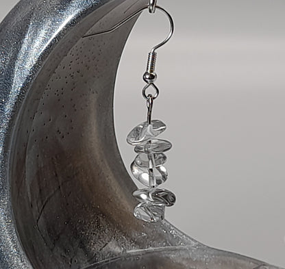 3 MODÈLES DE BOUCLES D'OREILLES EN PIERRES CRISTAL DE ROCHE - BIJOUX ARTISANAUX, UNIQUES & ORIGINAUX