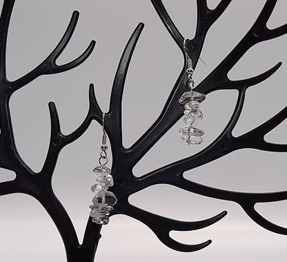 3 MODÈLES DE BOUCLES D'OREILLES EN PIERRES CRISTAL DE ROCHE - BIJOUX ARTISANAUX, UNIQUES & ORIGINAUX