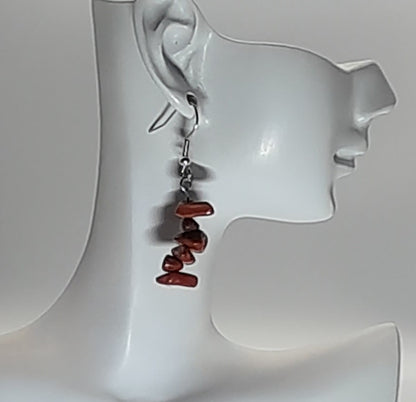 4 MODÈLES DE BOUCLES D'OREILLES EN PIERRE DE JASPE ROUGE - BIJOUX ARTISANAUX, UNIQUES & ORIGINAUX