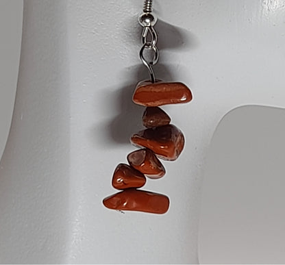 4 MODÈLES DE BOUCLES D'OREILLES EN PIERRE DE JASPE ROUGE - BIJOUX ARTISANAUX, UNIQUES & ORIGINAUX