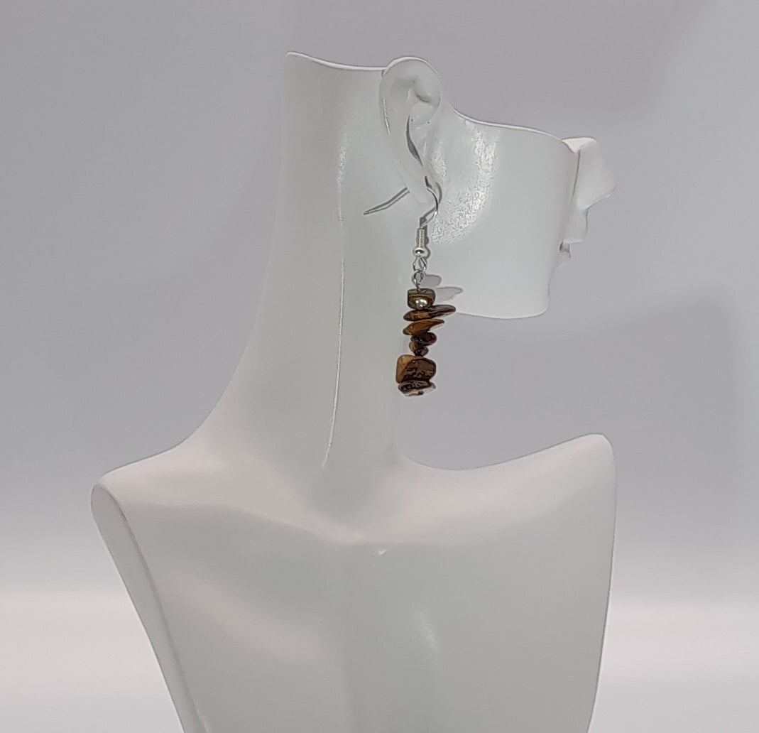 4 MODÈLES DE BOUCLES D'OREILLES EN PIERRE OEIL DU TIGRE - BIJOUX ARTISANAUX, UNIQUES & ORIGINAUX