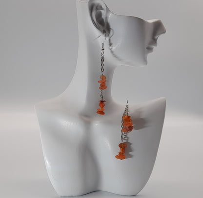 3 MODÈLES DE BOUCLES D'OREILLES EN PIERRE DE CORNALINE - BIJOUX ARTISANAUX, UNIQUES & ORIGINAUX