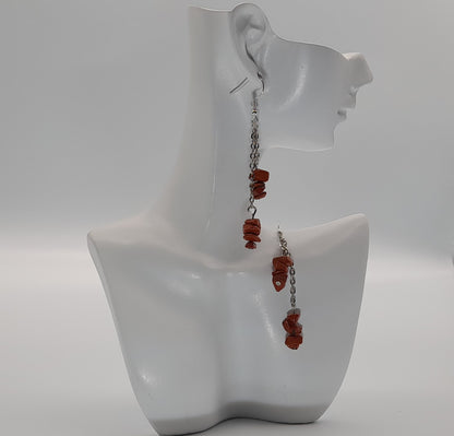 4 MODÈLES DE BOUCLES D'OREILLES EN PIERRE DE JASPE ROUGE - BIJOUX ARTISANAUX, UNIQUES & ORIGINAUX