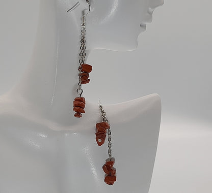 4 MODÈLES DE BOUCLES D'OREILLES EN PIERRE DE JASPE ROUGE - BIJOUX ARTISANAUX, UNIQUES & ORIGINAUX