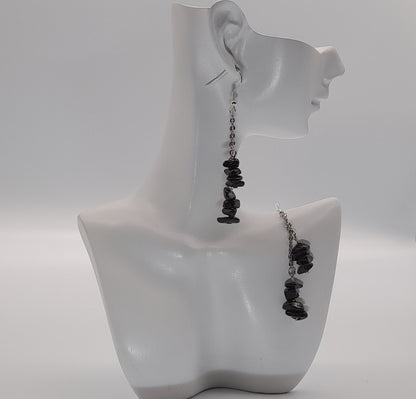 3 MODÈLES DE BOUCLES D'OREILLES EN PIERRE OBSIDIENNE - BIJOUX ARTISANAUX, UNIQUES & ORIGINAUX