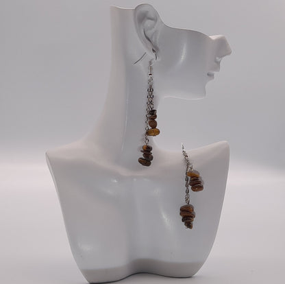 4 MODÈLES DE BOUCLES D'OREILLES EN PIERRE OEIL DU TIGRE - BIJOUX ARTISANAUX, UNIQUES & ORIGINAUX