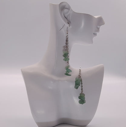 3 MODÈLES DE BOUCLES D'OREILLES PIERRE AVENTURINE VERTE - BIJOUX ARTISANAUX, UNIQUES & ORIGINAUX