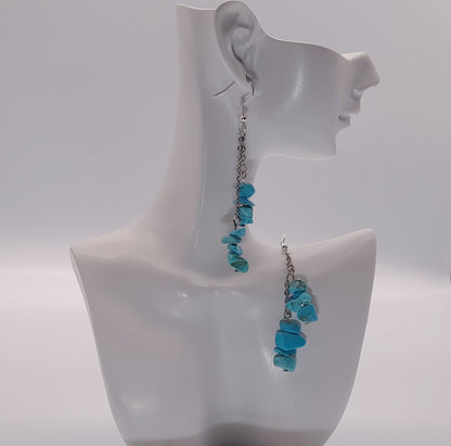 3 MODÈLES DE BOUCLES D'OREILLES EN PIERRE DE TURQUOISE - BIJOUX ARTISANAUX, UNIQUES & ORIGINAUX