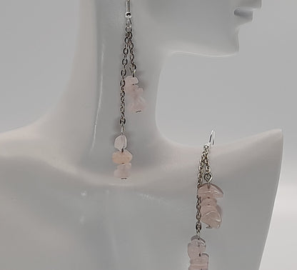 4 MODÈLES DE BOUCLES D'OREILLES EN PIERRE DE QUARTZ ROSE - BIJOUX ARTISANAUX, UNIQUES & ORIGINAUX