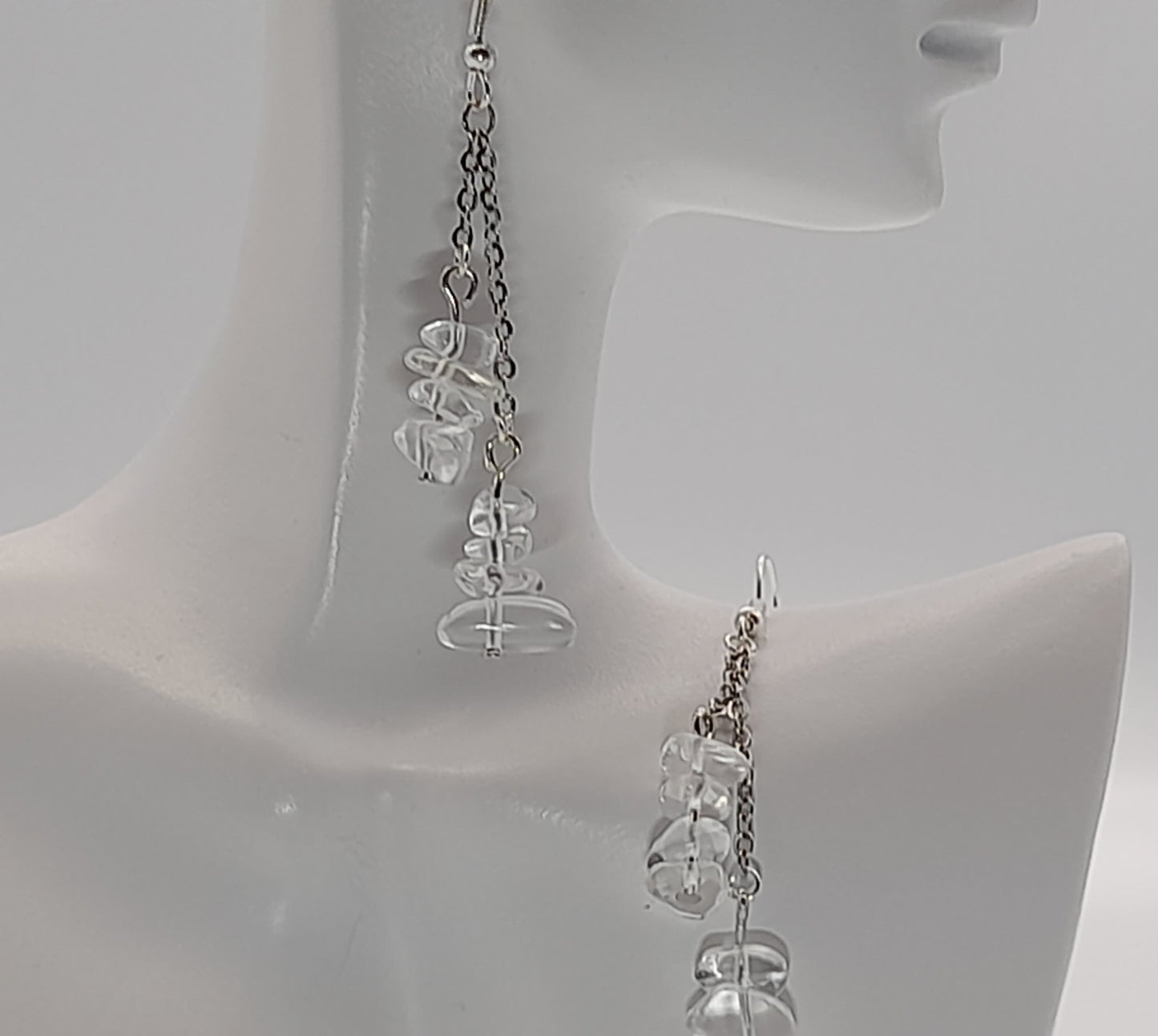3 MODÈLES DE BOUCLES D'OREILLES EN PIERRES CRISTAL DE ROCHE - BIJOUX ARTISANAUX, UNIQUES & ORIGINAUX