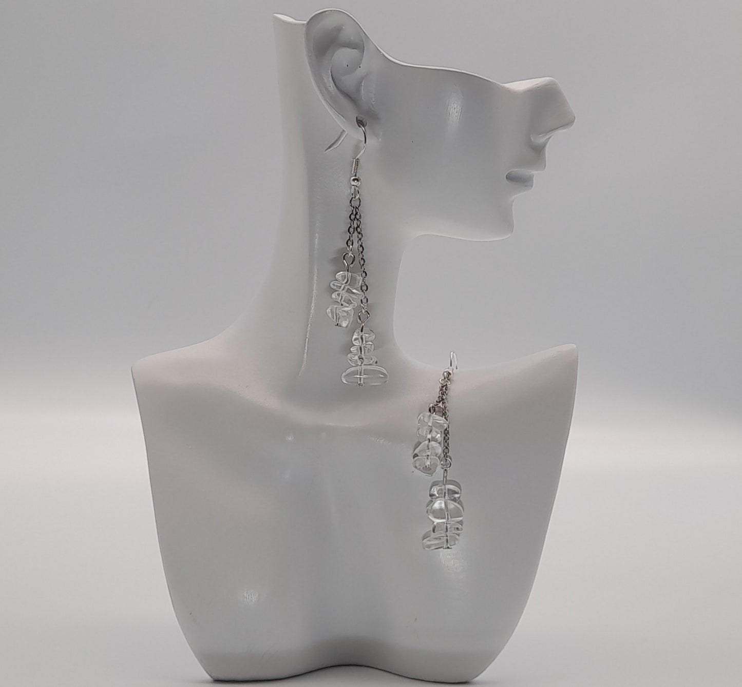 3 MODÈLES DE BOUCLES D'OREILLES EN PIERRES CRISTAL DE ROCHE - BIJOUX ARTISANAUX, UNIQUES & ORIGINAUX