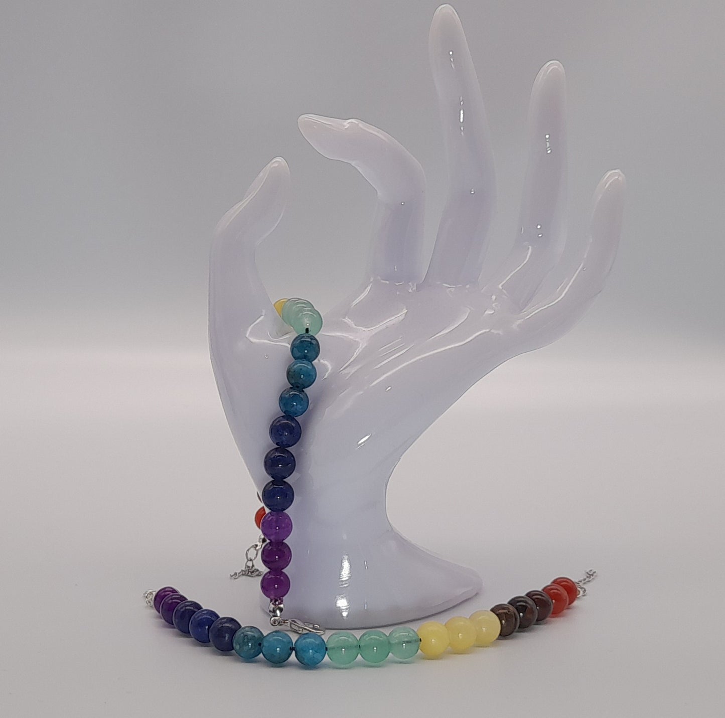 BRACELETS DE PERLES RONDES EN PIERRES DES 7 CHAKRAS - 2 TAILLES AU CHOIX - BIJOUX ARTISANAUX, UNIQUES & ORIGINAUX