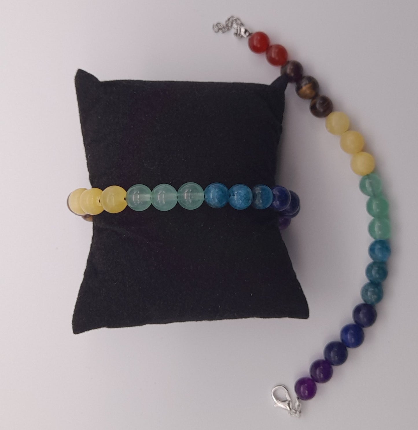 BRACELETS DE PERLES RONDES EN PIERRES DES 7 CHAKRAS - 2 TAILLES AU CHOIX - BIJOUX ARTISANAUX, UNIQUES & ORIGINAUX