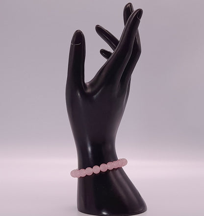 BRACELETS DE PERLES RONDES EN PIERRE DE QUARTZ ROSE - 2 TAILLES AU CHOIX - BIJOUX ARTISANAUX, UNIQUES & ORIGINAUX