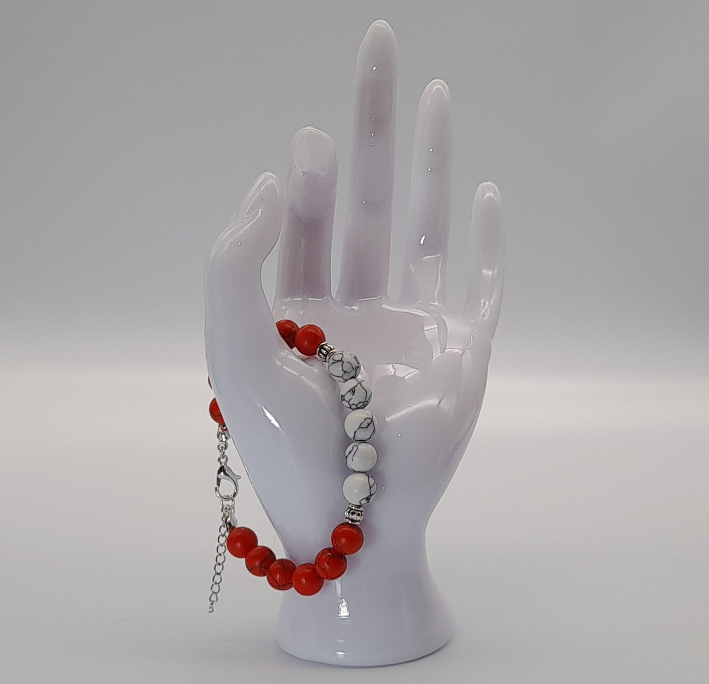 BRACELETS EN DUO DE PERLES RONDES EN PIERRES HOWLITE EN 3 VERSIONS - 2 TAILLES AU CHOIX - BIJOUX ARTISANAUX, UNIQUES & ORIGINAUX