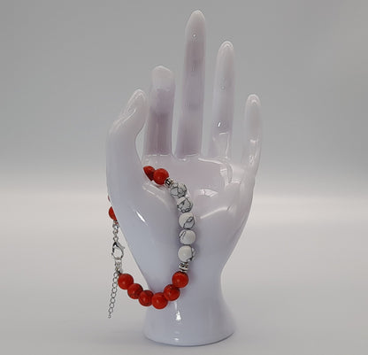 BRACELETS EN DUO DE PERLES RONDES EN PIERRES HOWLITE EN 3 VERSIONS - 2 TAILLES AU CHOIX - BIJOUX ARTISANAUX, UNIQUES & ORIGINAUX