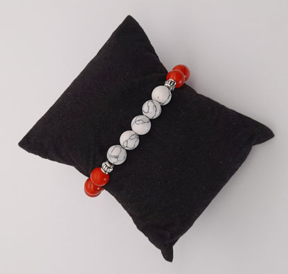 BRACELETS EN DUO DE PERLES RONDES EN PIERRES HOWLITE EN 3 VERSIONS - 2 TAILLES AU CHOIX - BIJOUX ARTISANAUX, UNIQUES & ORIGINAUX