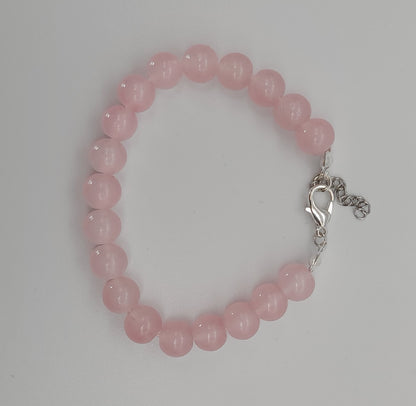 BRACELETS DE PERLES RONDES EN PIERRE DE QUARTZ ROSE - 2 TAILLES AU CHOIX - BIJOUX ARTISANAUX, UNIQUES & ORIGINAUX