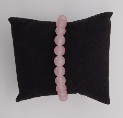 BRACELETS DE PERLES RONDES EN PIERRE DE QUARTZ ROSE - 2 TAILLES AU CHOIX - BIJOUX ARTISANAUX, UNIQUES & ORIGINAUX