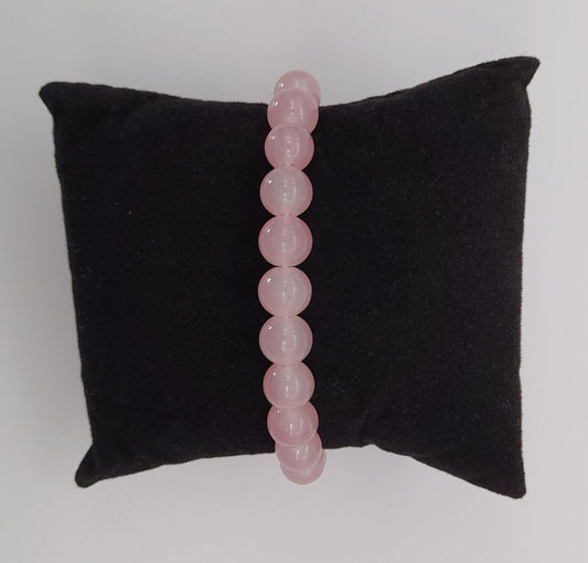 BRACELETS DE PERLES RONDES EN PIERRE DE QUARTZ ROSE - 2 TAILLES AU CHOIX - BIJOUX ARTISANAUX, UNIQUES & ORIGINAUX