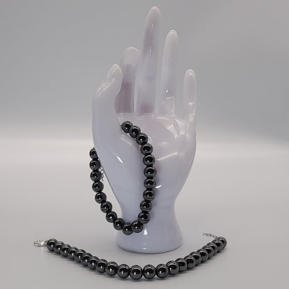 BRACELETS DE PERLES RONDES EN PIERRE HÉMATITE - 2 TAILLES AU CHOIX - BIJOUX ARTISANAUX, UNIQUES & ORIGINAUX