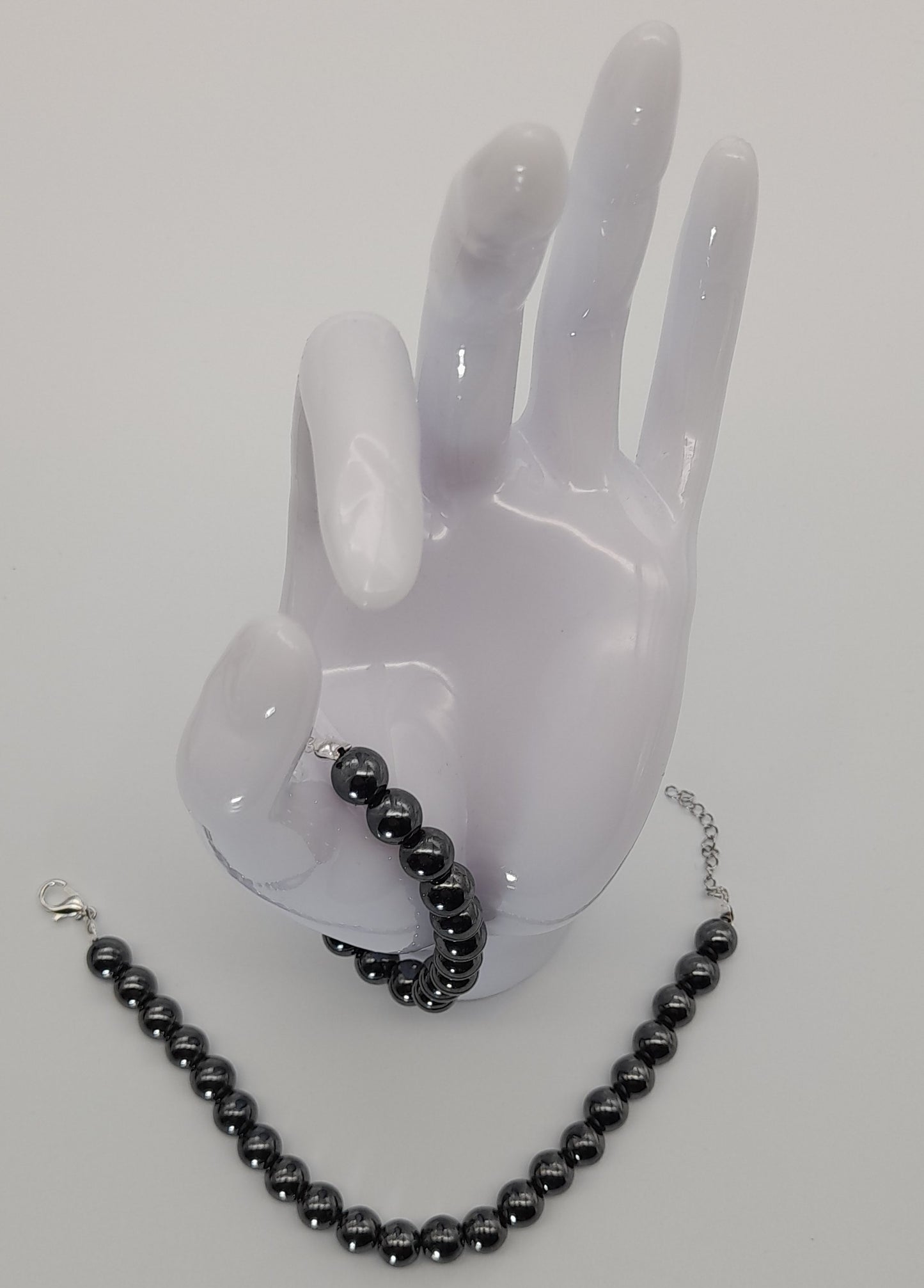 BRACELETS DE PERLES RONDES EN PIERRE HÉMATITE - 2 TAILLES AU CHOIX - BIJOUX ARTISANAUX, UNIQUES & ORIGINAUX