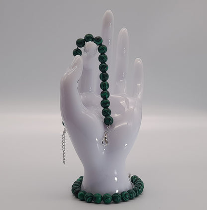 BRACELETS DE PERLES RONDES EN PIERRE DE MALACHITE - 2 TAILLES AU CHOIX - BIJOUX ARTISANAUX, UNIQUES & ORIGINAUX