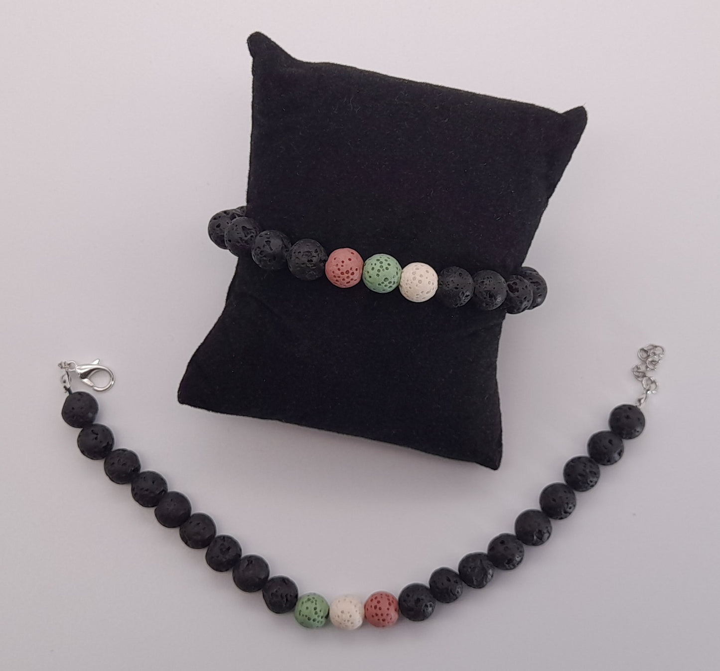 BRACELETS DE PERLES RONDES EN PIERRES DE LAVE MULTICOLORES - 2 TAILLES AU CHOIX - BIJOUX ARTISANAUX, UNIQUES & ORIGINAUX