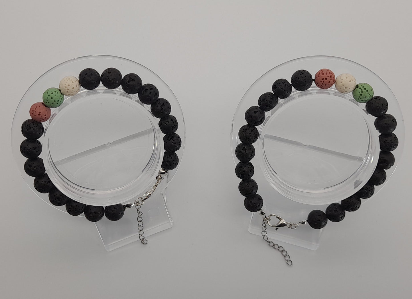 BRACELETS DE PERLES RONDES EN PIERRES DE LAVE MULTICOLORES - 2 TAILLES AU CHOIX - BIJOUX ARTISANAUX, UNIQUES & ORIGINAUX