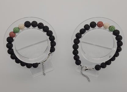 BRACELETS DE PERLES RONDES EN PIERRES DE LAVE MULTICOLORES - 2 TAILLES AU CHOIX - BIJOUX ARTISANAUX, UNIQUES & ORIGINAUX