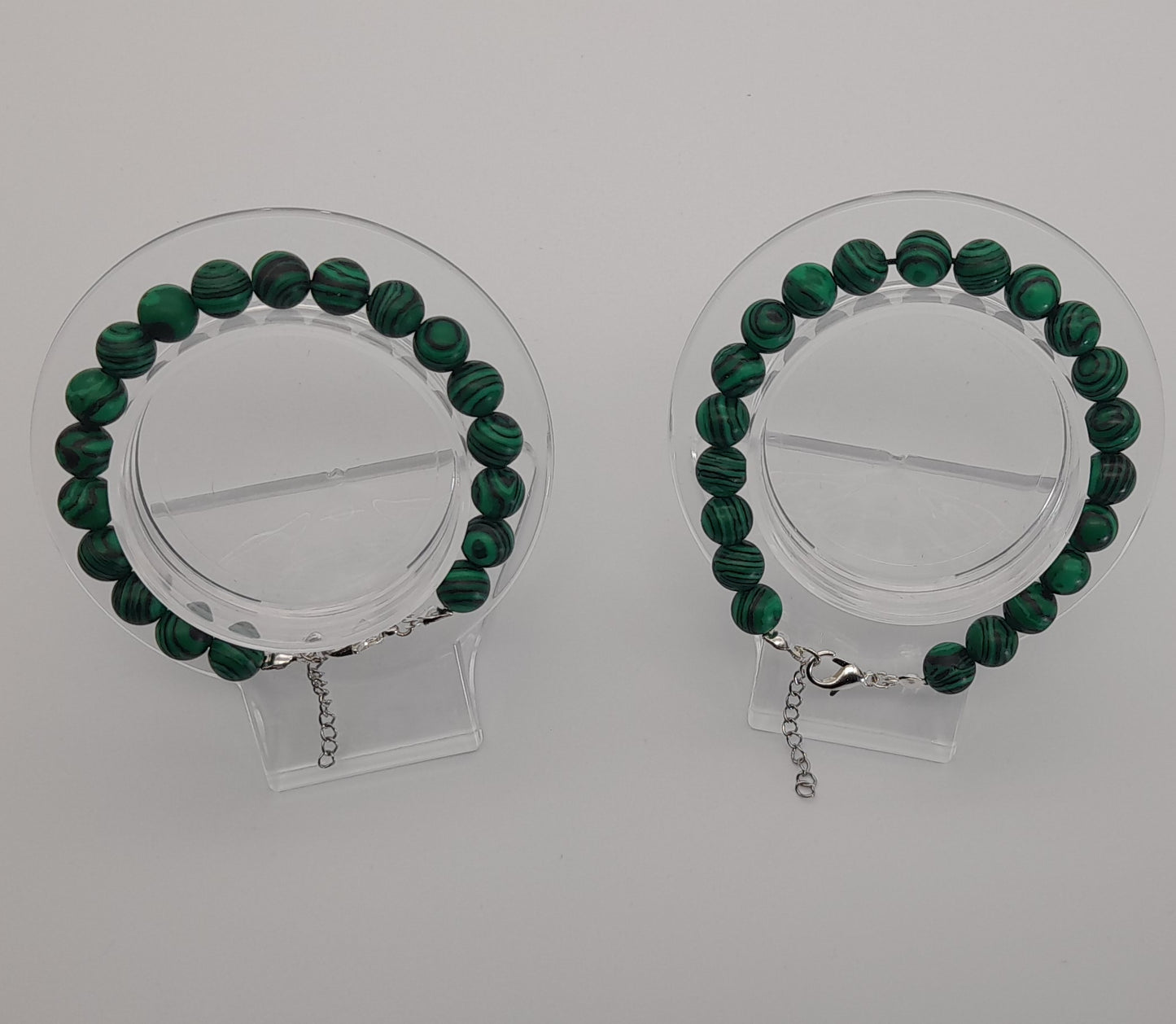 BRACELETS DE PERLES RONDES EN PIERRE DE MALACHITE - 2 TAILLES AU CHOIX - BIJOUX ARTISANAUX, UNIQUES & ORIGINAUX