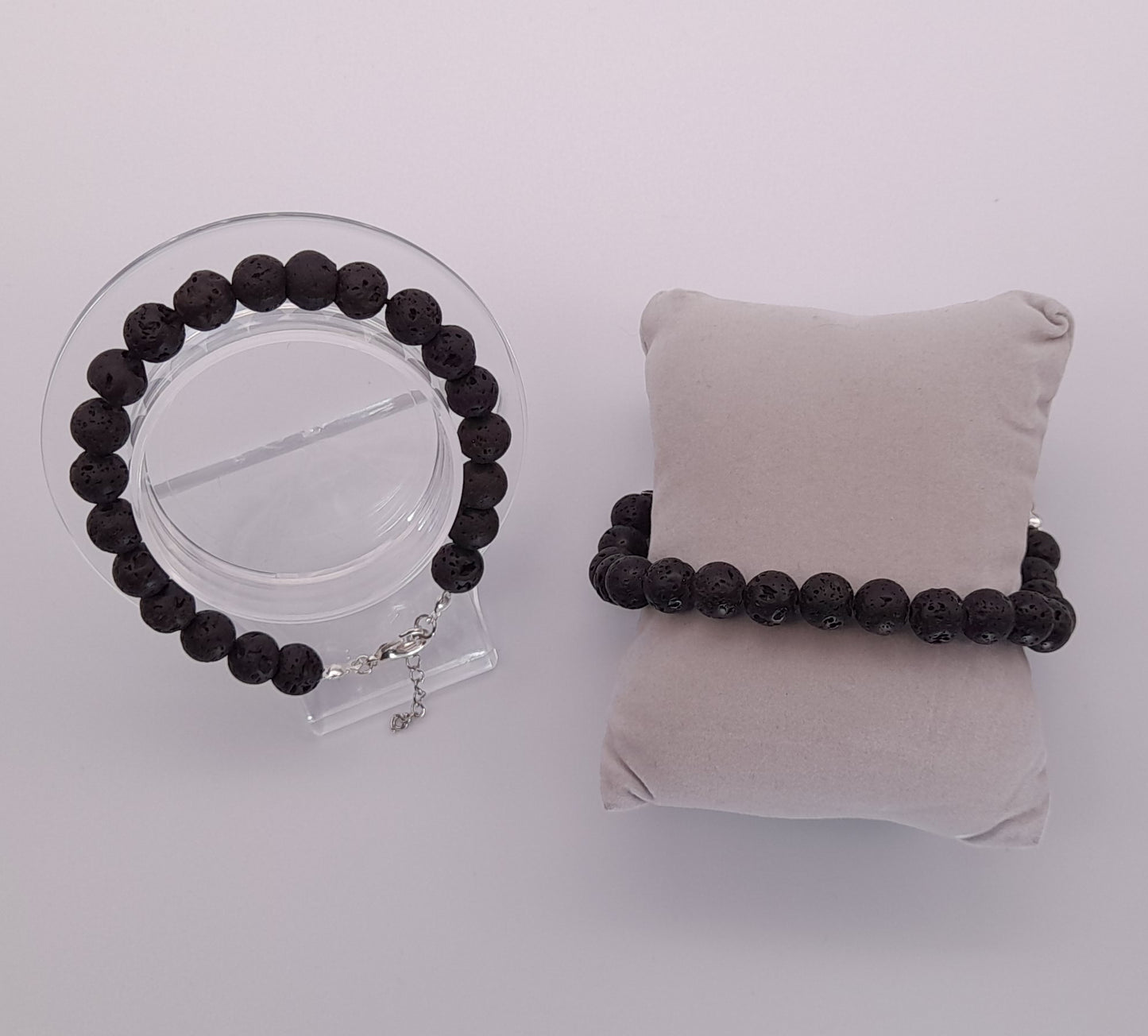 BRACELETS DE PERLES RONDES EN PIERRE DE LAVE - 2 TAILLES AU CHOIX - BIJOUX ARTISANAUX, UNIQUES & ORIGINAUX